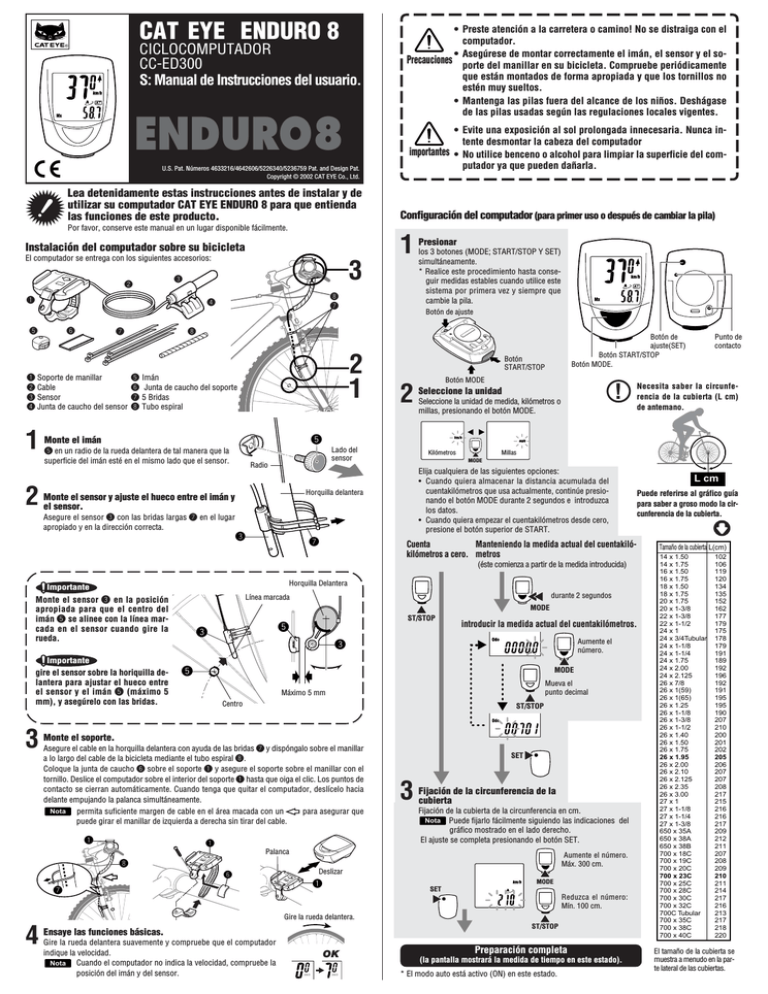 set mph cateye enduro 8 manual