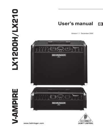 Behringer V Ampire Lx10h User Manual Manualzz