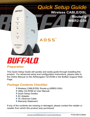 Wireless Router WBR2-G54 Quick Setup Guide | Manualzz