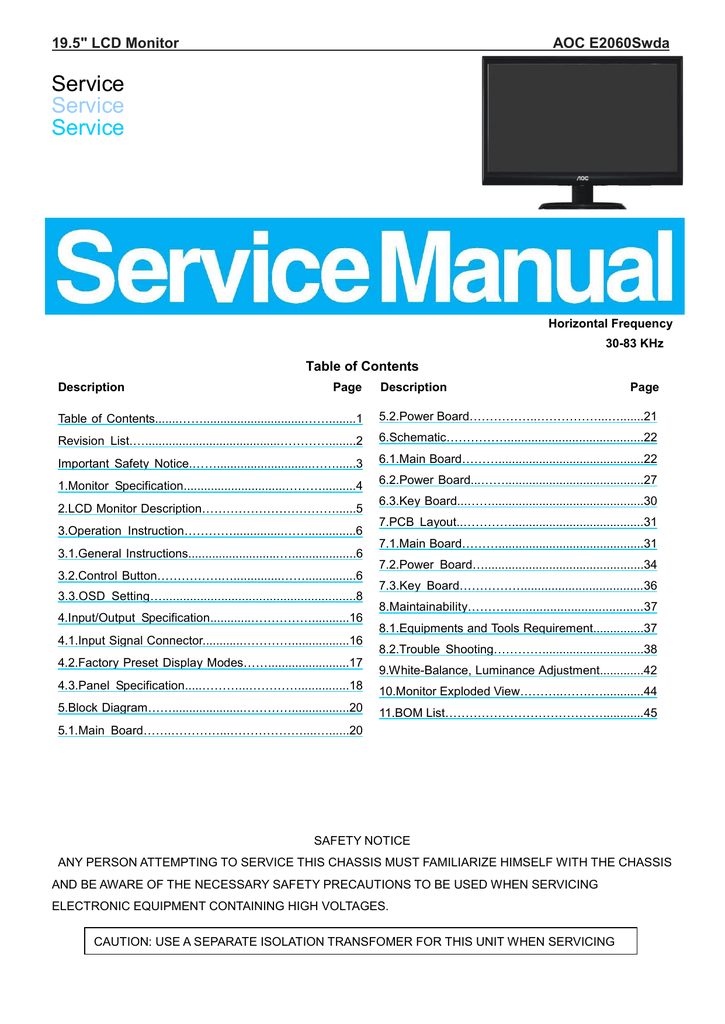 aoc monitor service manual