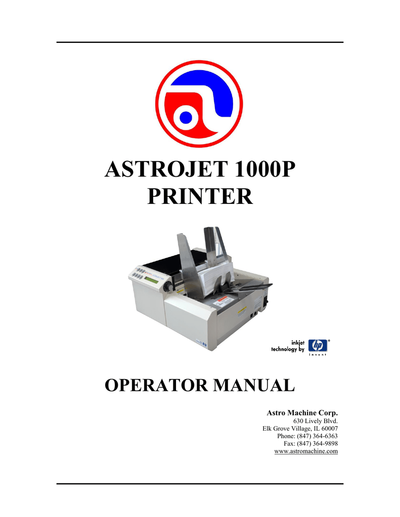 Astro Machine AstroJet 1000 Troubleshooting guide | Manualzz