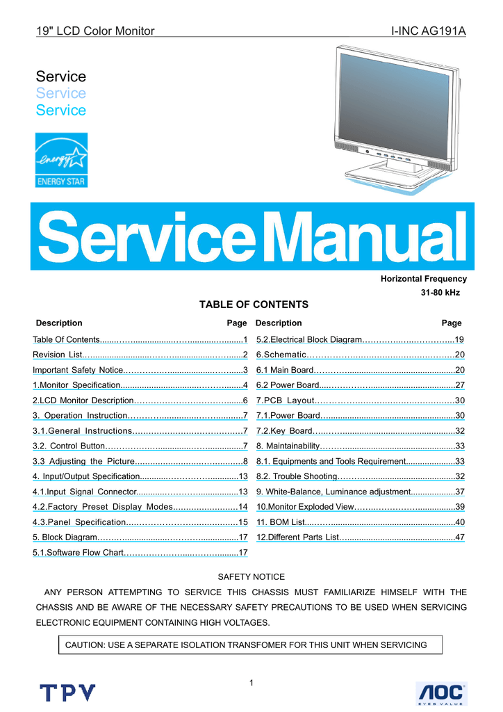 Aoc Nc Ag191a Service Manual Manualzz