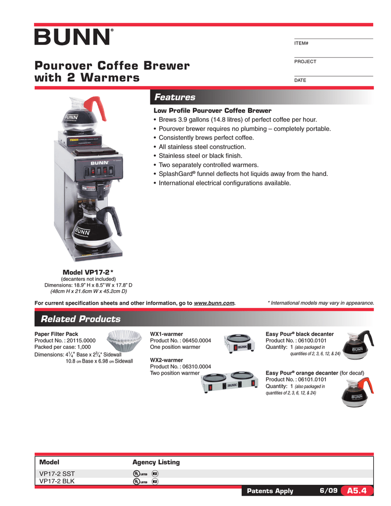 bunn vp17 series