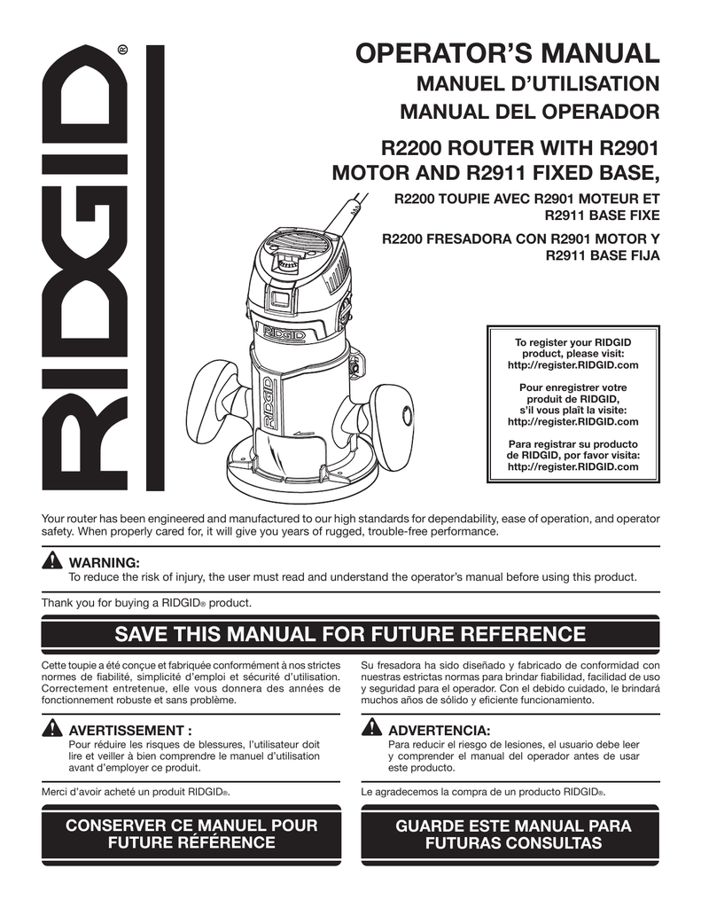 Ridgid R2901 Operator S Manual Manualzz