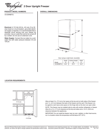 Whirlpool EV209NBTQ Refrigerator User manual | Manualzz