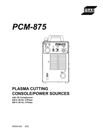 ESAB PCM-875A Service manual | Manualzz