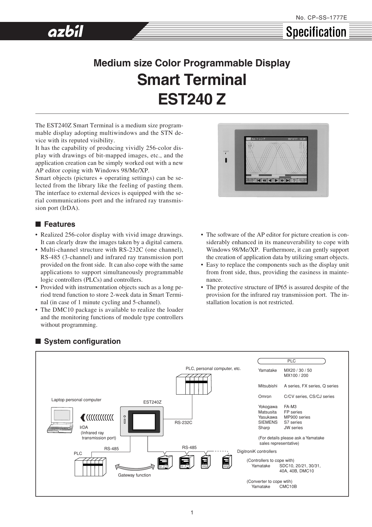 Yamatake EST0240Z05BBX00 Smart Terminal Yamatake Est0240Z05Bbx00