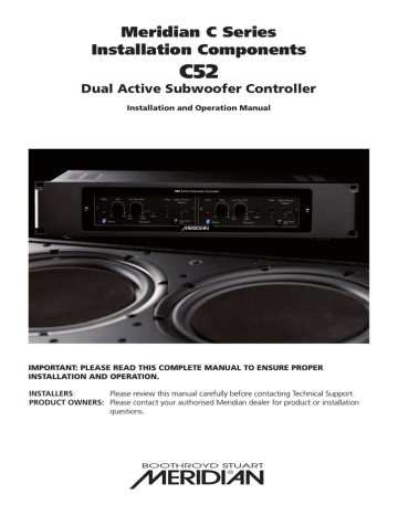 Meridian C52 Dual Active Subwoofer Controller Installation and Operation Manual | Manualzz