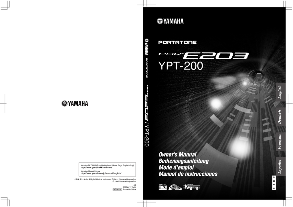 Yamaha YPT200 Bedienungsanleitung Manualzz