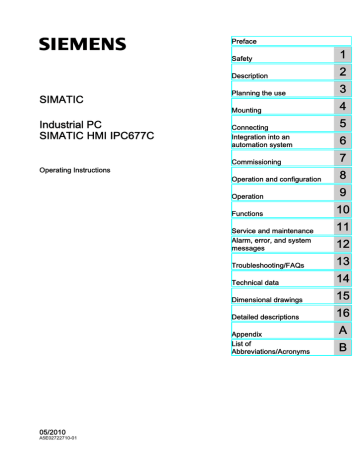 Siemens Simatic Panel Pc 877 Operating Instructions Manualzz