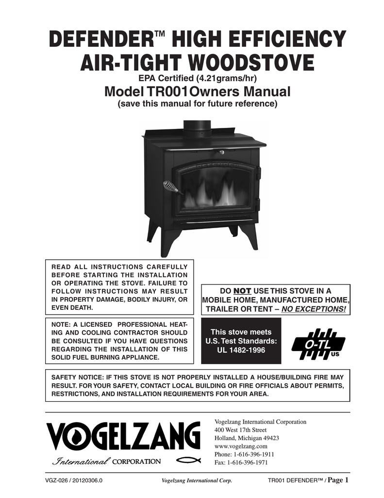 Vogelzang International TR001 Instruction manual | Manualzz