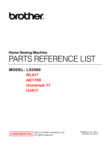 Brother | 888-X11 | User manual | MODEL: LX2500 RL417 AE1700 Universal 17 UJ417 | Manualzz