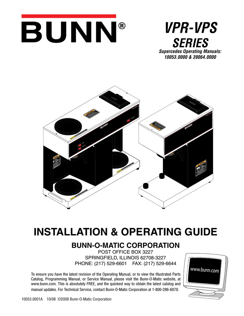 Bunn-O-Matic VPR-APS Operation Manual 