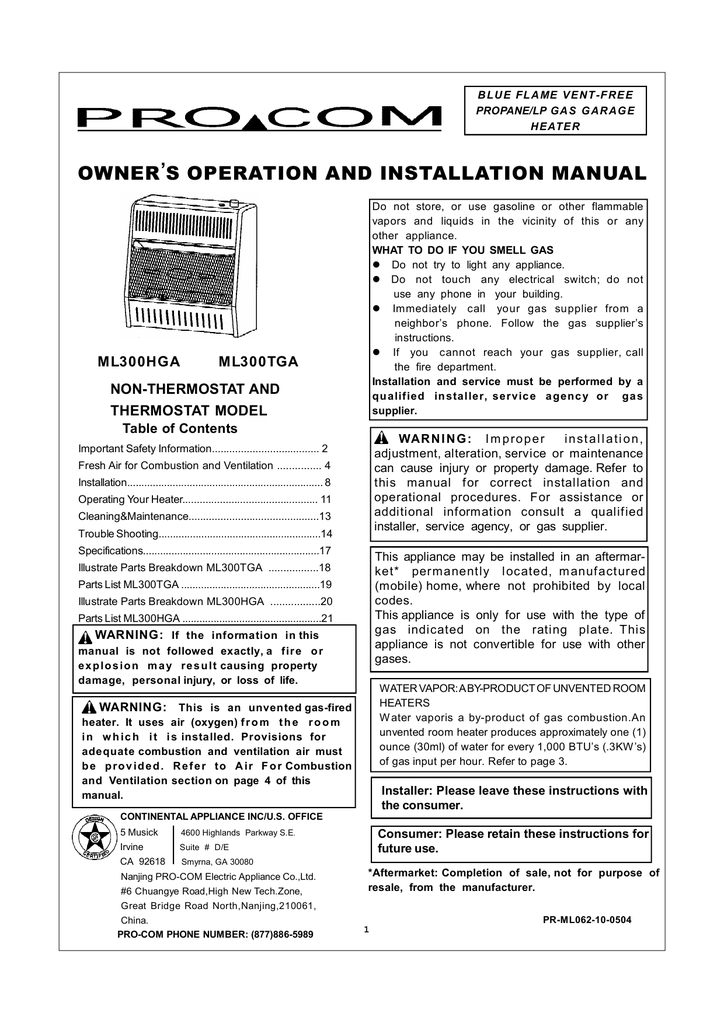 Procom Ml300hga Installation Guide Manualzz - Procom Wall Heater Procom Ml300hga Installation Guide Manualzz - Procom Wall Heater