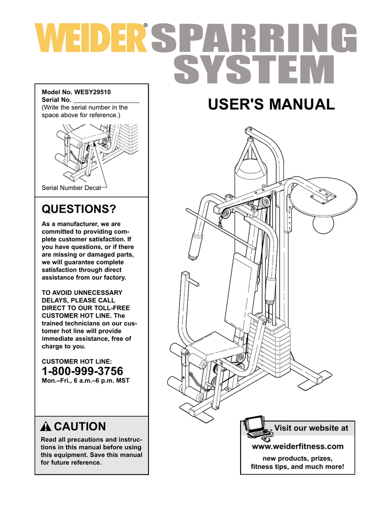Weider WESY29510 Home Gym User manual Manualzz
