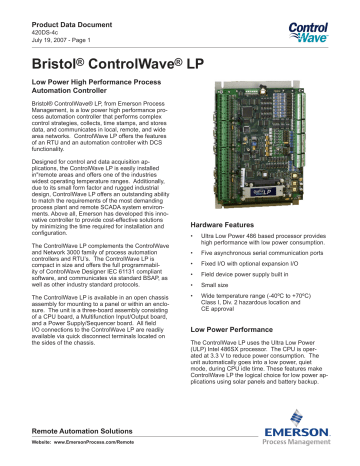 Emerson Process Management | Bristol ControlWave LP | ControlWave LP ...