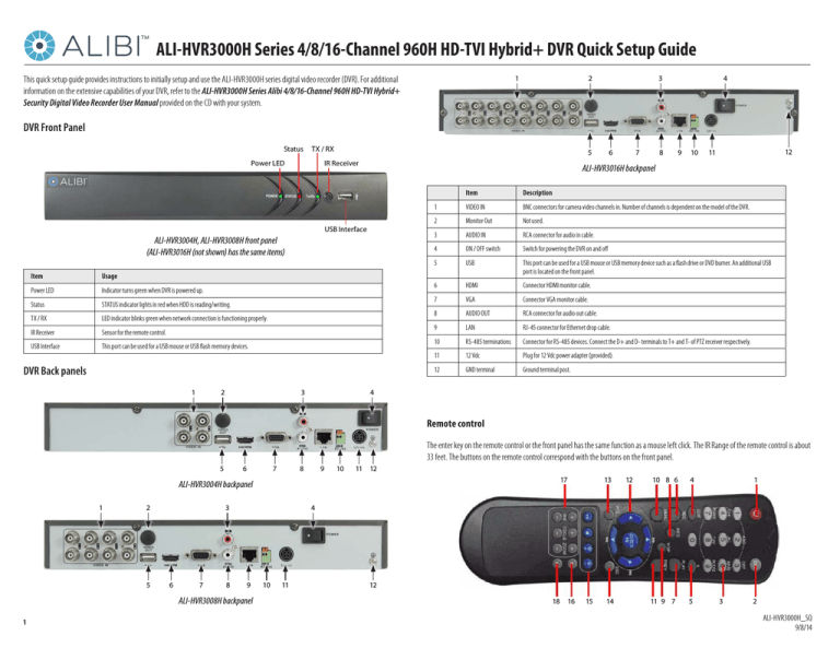 ALIBI ALI-DVR3004H Installation guide | Manualzz