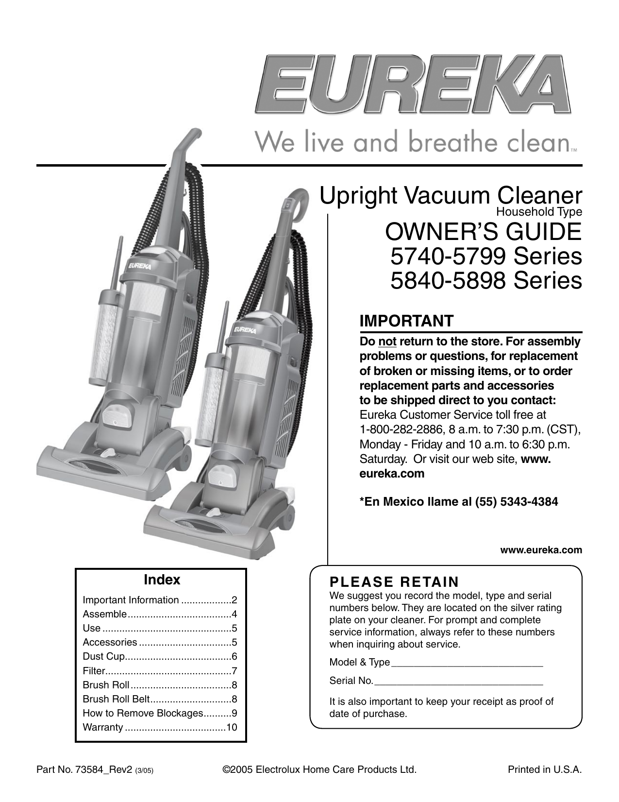 Eureka 58405898 Vacuum Cleaner User manual Manualzz