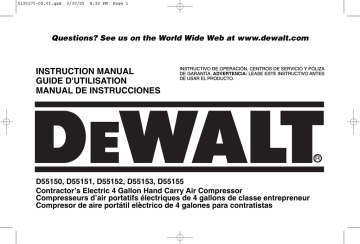 DeWalt D55153 Compressor Instruction manual | Manualzz