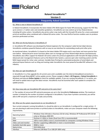 Roland VersaWorks™ Version 3 Frequently Asked | Manualzz