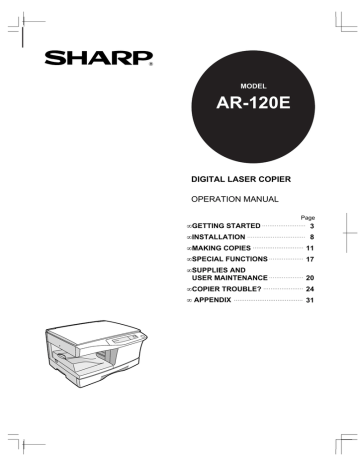 Sharp AR-150E Specifications | Manualzz