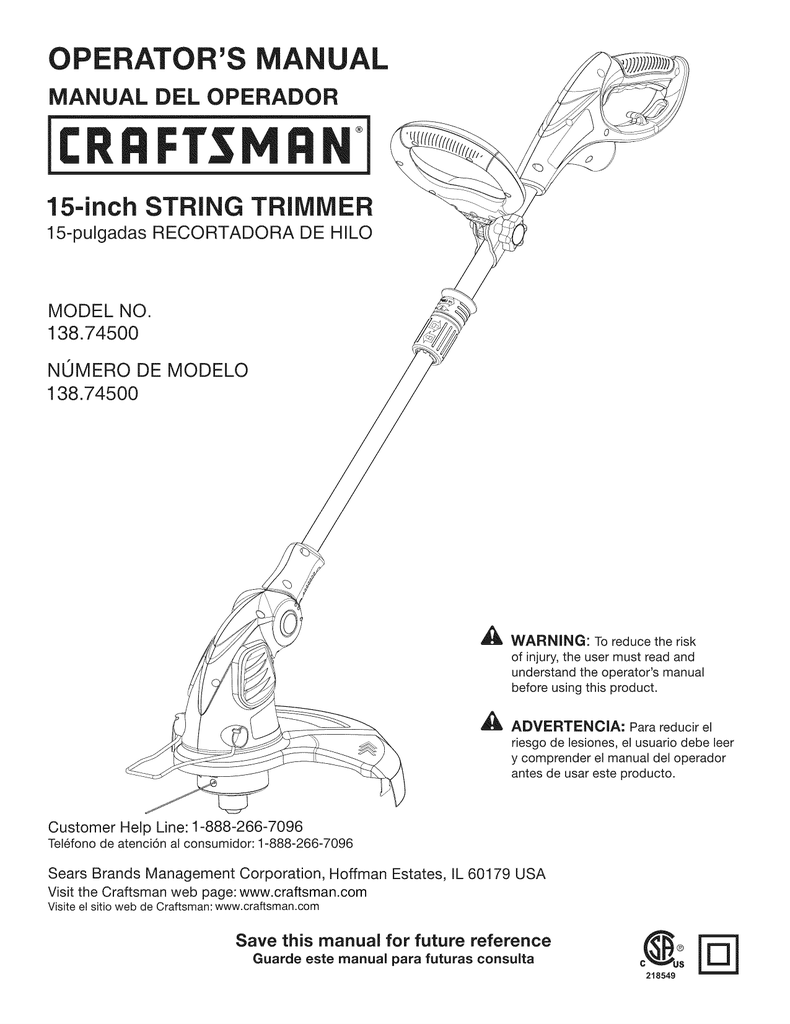 2 x Craftsman  138-74500  Twin Line & Spool Grass Edge Trimmer 2 x 4m FAST POST