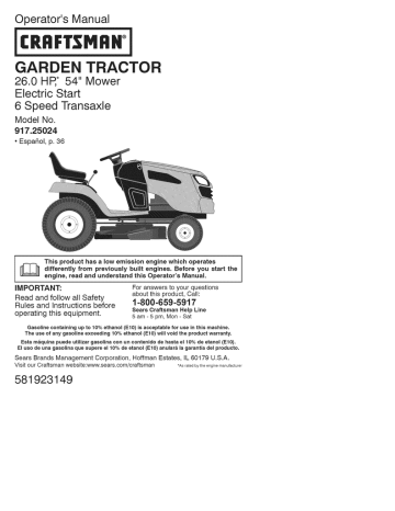 User manual | Craftsman 917.25024 Operator`s manual | Manualzz