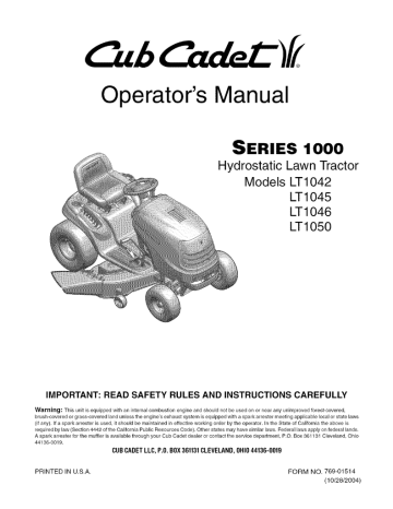 Cub Cadet LT1045 Operator's Manual | Manualzz