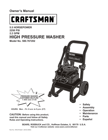 Craftsman 580 7672 Owner S Manual Manualzz