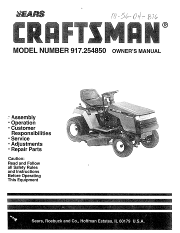 Owner's manual | Craftsman 917.254850 Owner`s manual | Manualzz