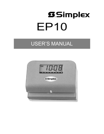 Simplex EP10 User`s manual | Manualzz
