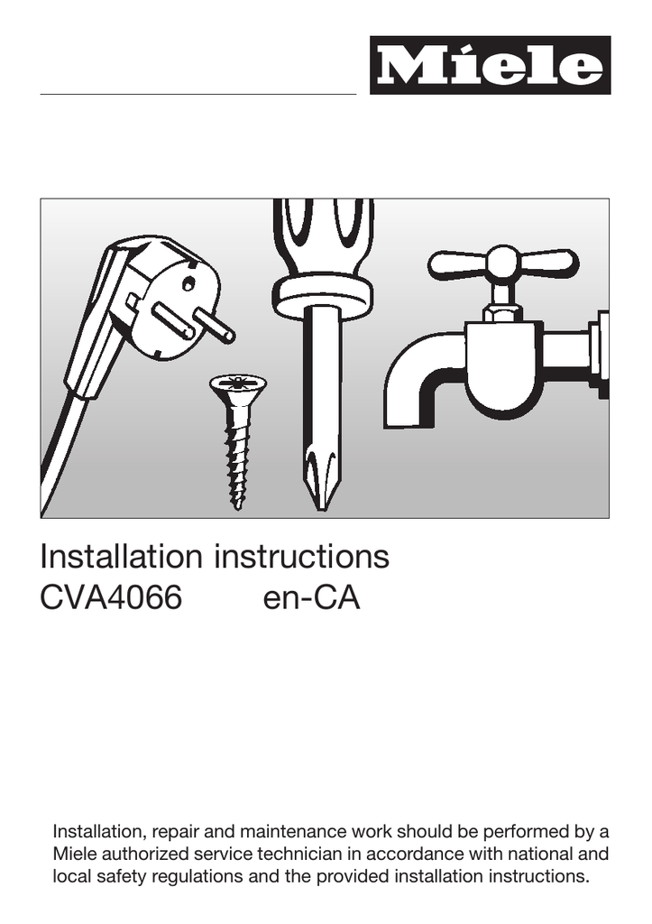 Miele CVA 4066 Installation manual | Manualzz