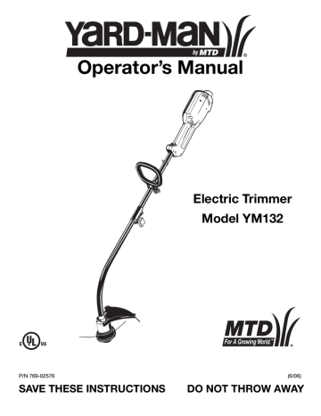 User manual | MTD YM132 Operator`s manual | Manualzz