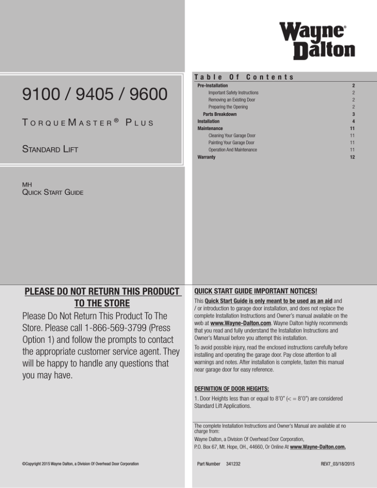 WayneDalton TORQUEMASTER 5140 Owner`s manual Manualzz