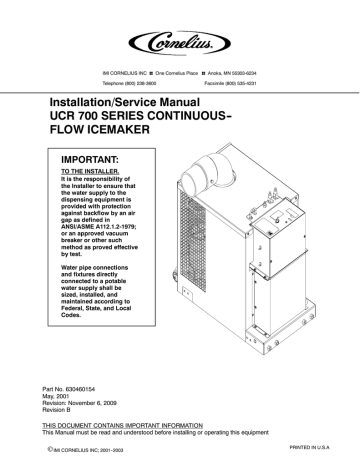 IMI Cornelius, Inc.  UCR700-A Service manual | Manualzz
