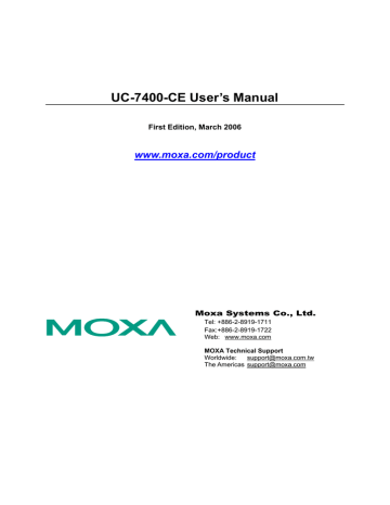 User's manual | Moxa Technologies UC-7400-CE User`s manual | Manualzz