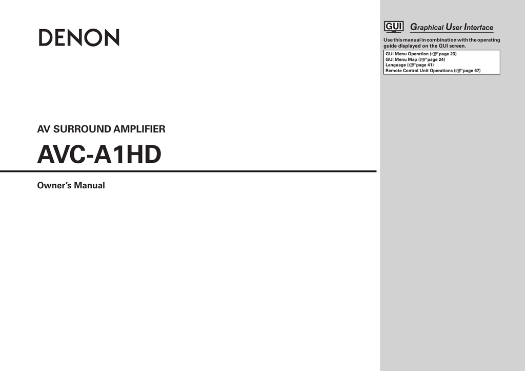 Denon AVC-A1HD Owner`s manual | Manualzz