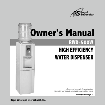Royal Sovereign Rwd 500w Owner S Manual, Royal Sovereign Countertop Hot And Cold Water Dispenser