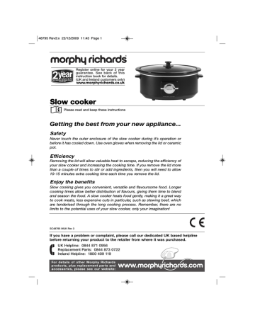 slow cooker instructions morphy richards