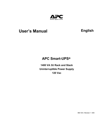 APC Smart-UPS 1400 VA 3U Rack and Stack User's Manual | Manualzz