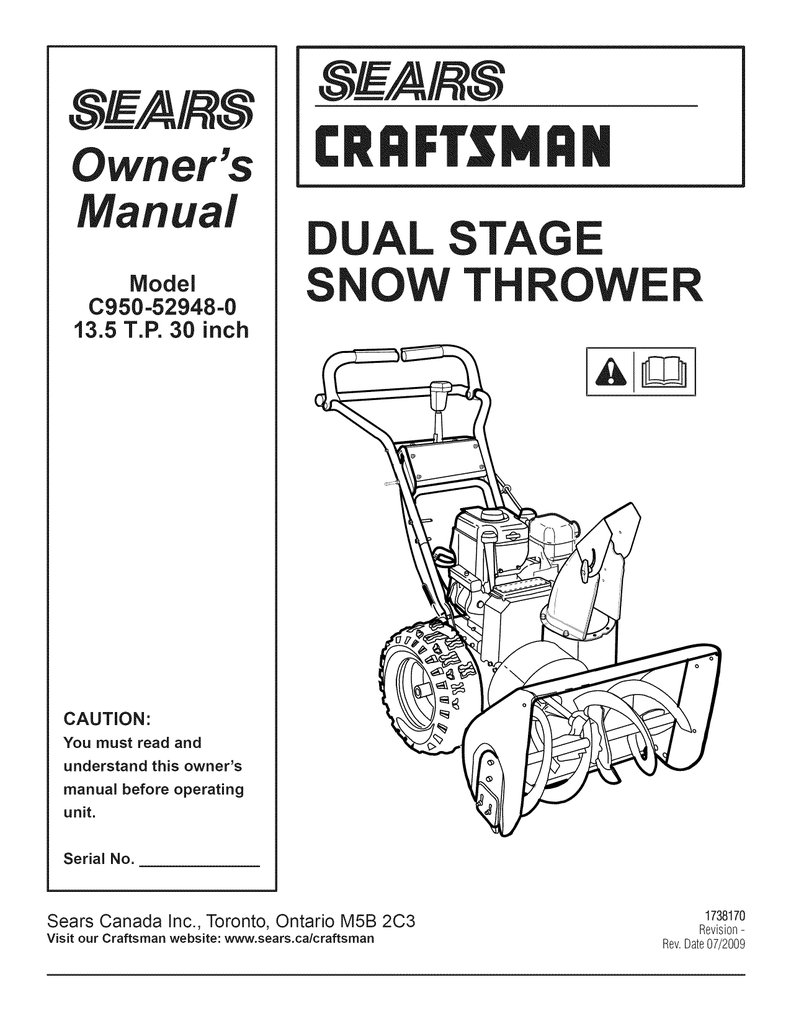 Craftsman C950-52948-0 Specifications | Manualzz