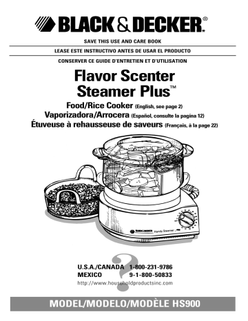 Black & Decker HS2000 Flavor Scenter Steamer and Rice Cooker