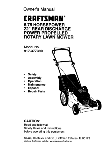 Craftsman 917.377390 Lawn Mower Owner s Manual Manualzz