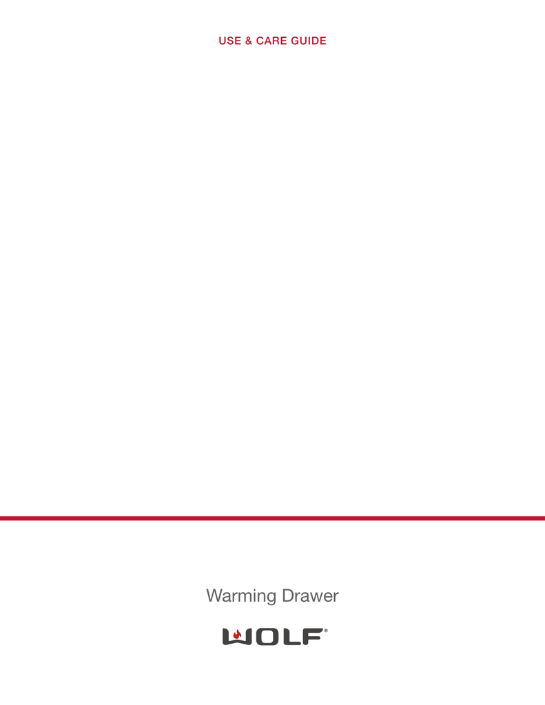 Wolf Warming drawer Use & care guide Manualzz