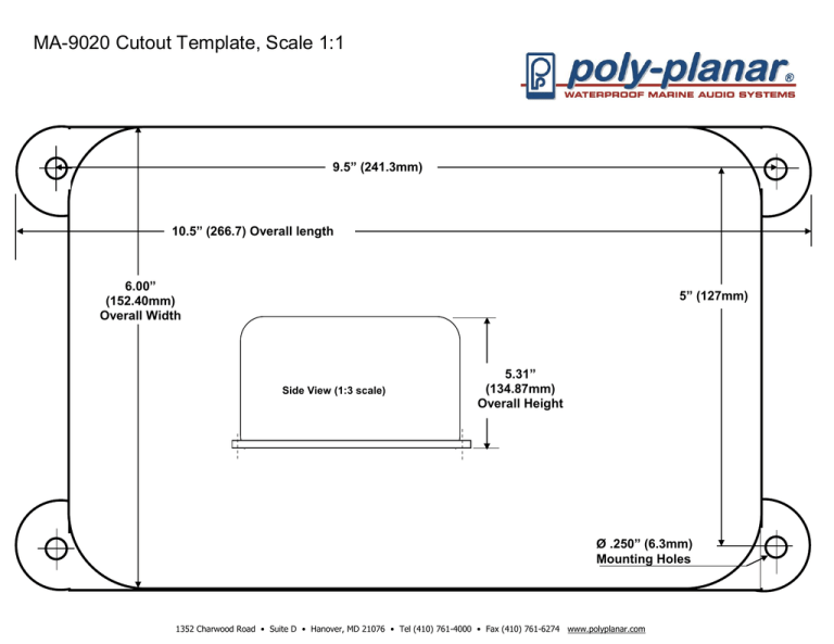 Poly Planar MA9020, MA-9020 Installation guide | Manualzz