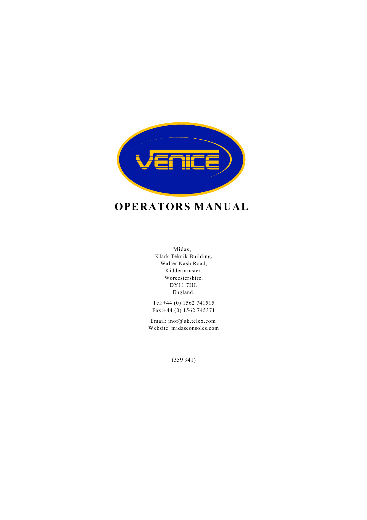 Midas VENICE 320 User manual | Manualzz