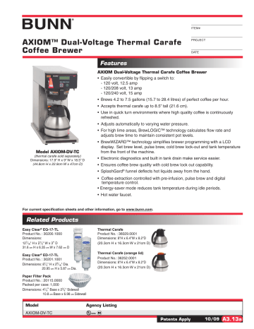 Bunn-O-Matic AXIOM-DV-TC General Manual 