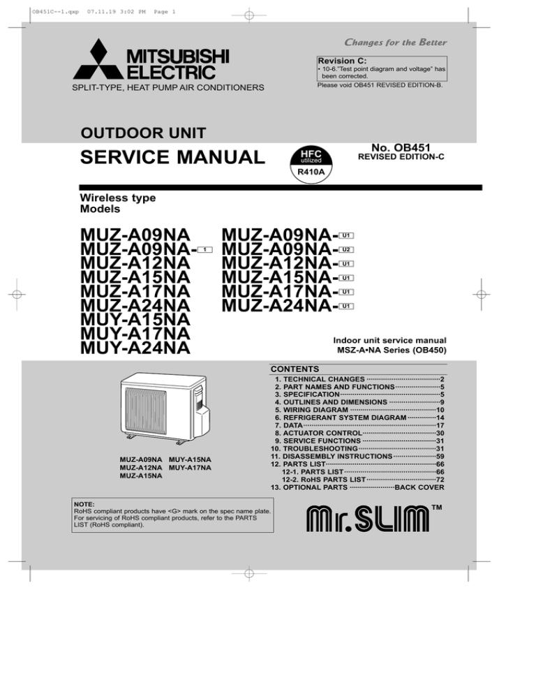 Mitsubishi Mr.Slim MSY-A15NA Service Manual | Manualzz