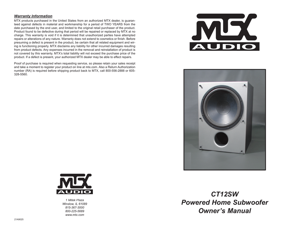 mtx sw2 subwoofer
