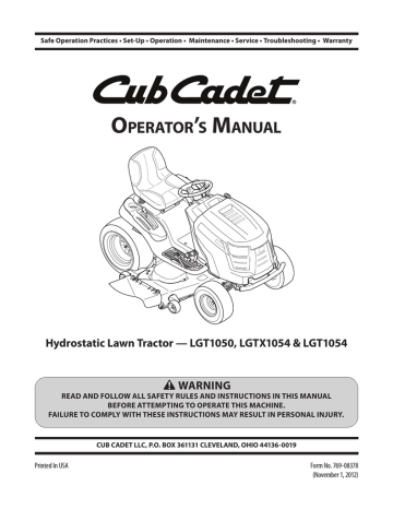 Cub Cadet LGT1050 Operator`s manual | Manualzz